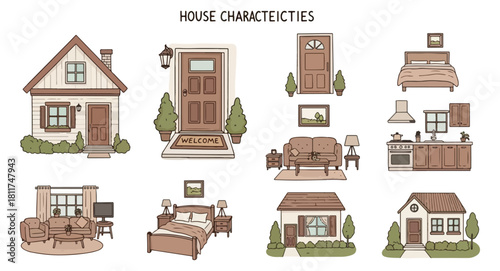 Home interiors illustrated collection house door furniture and bed designs