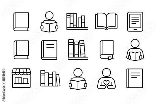 Book icon set. Reading vector set. Book icon collection for education, library, knowledge and e-book platforms.