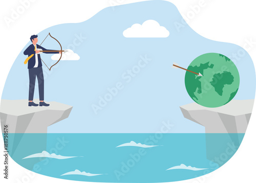 illustration of targeting to become a global-scale company and go international

