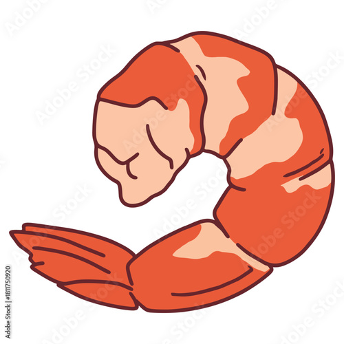 Single cooked shrimp prawn seafood cartoon drawing graphic element