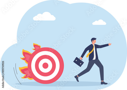 illustration of being pursued by business targets set by company leaders
