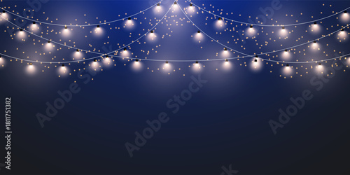 Christmas banner with sparkling string lights design 
