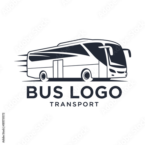 Modern bus logo design for transport company featuring sleek vehicle outline