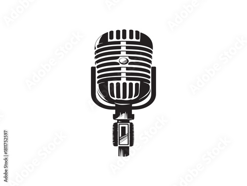 Retro microphone vector sign vintage style illustration design