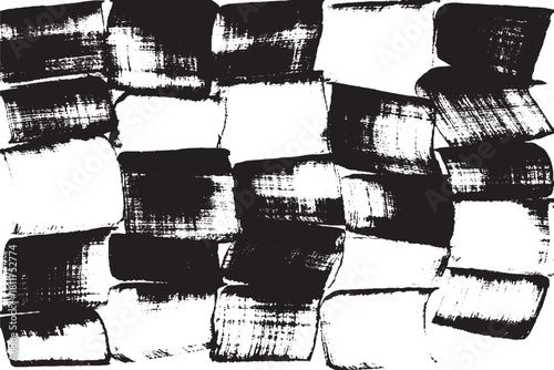 Bold Black and White Abstract Brushstroke Blocks and Squares Texture