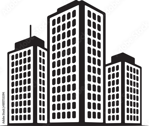 Modern building silhouette on transparent background vector illustration