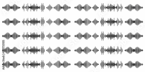 Abstract sound wave patterns in rows