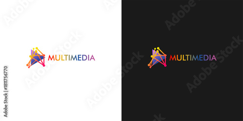 multimedia colorful logo vector graphic