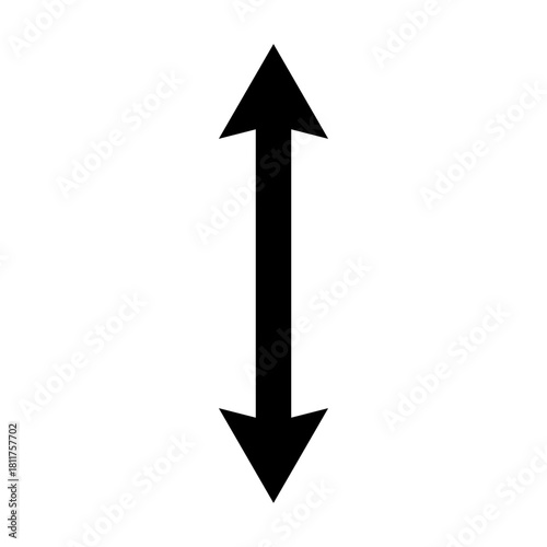 Double ended straight long arrow pointer. Dual arrow. Vector illustration on white background.