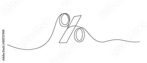 Percent Sign one line art drawing vector illustration,1