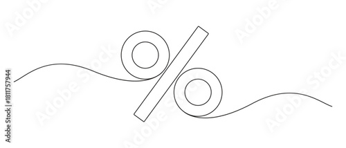 Percent Sign one line art drawing vector illustration,1