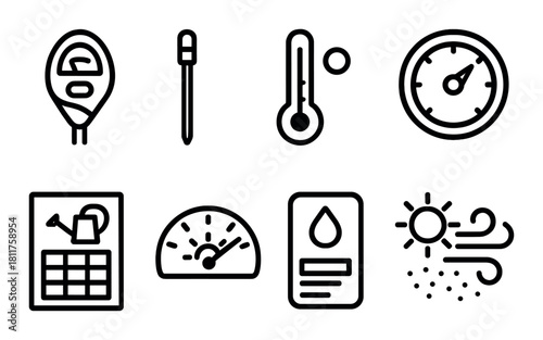 Minimalist weather and measurement icons set for digital applications