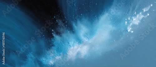 abstract paint splash for art and design advertisement, top view, cool futuristic blues, advertising mood, controlled studio lighting, balanced rule of thirds, brand-safe, no logos