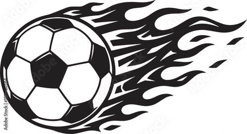 Flaming soccer ball vector art for energetic sports event design