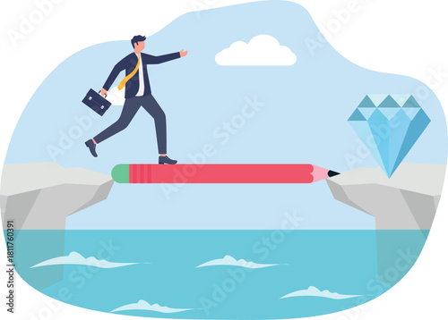 Adobe Illustrator  illustration of planning and designing to accumulate business company assets
