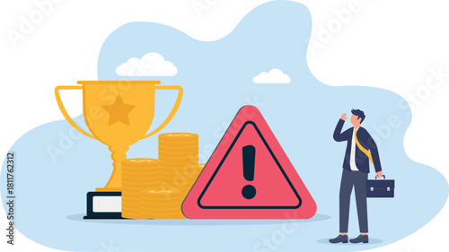 illustration of a business award suspended due to indications of fraud
