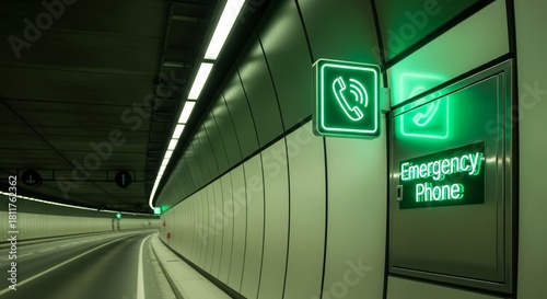 Tunnel Communication:  Illuminated Emergency Phone In Modern Engineered Infrastructure
