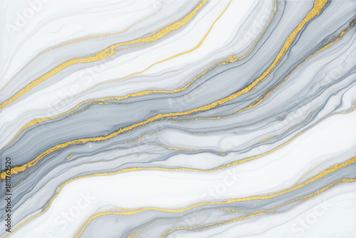 Abstract swirling marble texture with subtle gold veins and soft blue gray hues