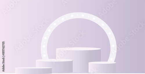  Pastel Pedestal Stage With Arch and Sparkles podium