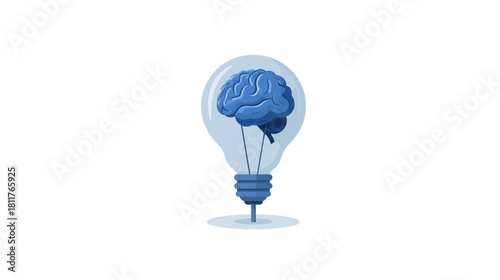 Illuminating brain inside a lightbulb, symbolizing innovative thinking, bright ideas, intelligence, and creative solutions