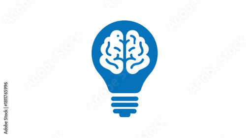 Creative Brain in Light Bulb Icon - Concept of Idea, Intelligence, Innovation, and Thinking for Science and Education