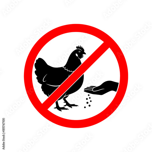 Do not feed chickens symbol prohibition sign graphic icon agriculture food restriction warning