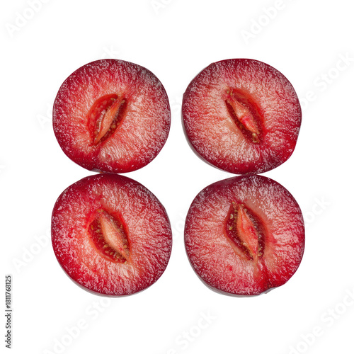 Four plum halves