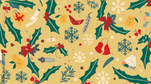 Vector illustration of a Christmas element with a flat design style, featuring bold lines, minimal shading, and a vibrant color scheme