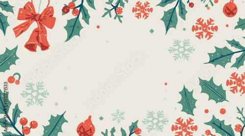 Vector illustration of a Christmas element with a flat design style, featuring bold lines, minimal shading, and a vibrant color scheme,