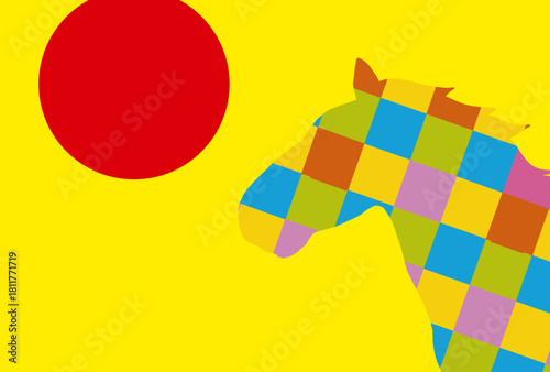 馬, 年賀状, 正月, 和風, 和柄, うま, 動物, イラスト, 干支, 年末, 新年, ベクター, シルエット