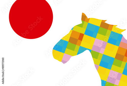 馬, 年賀状, 正月, 和風, 和柄, うま, 動物, イラスト, 干支, 年末, 新年, ベクター