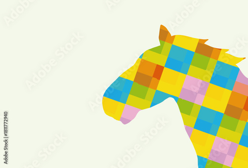 馬, 年賀状, 正月, 和風, 和柄, うま, 動物, イラスト, 干支, 年末, 新年, ベクター, シルエット