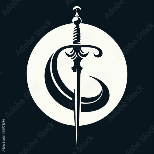 Minimalist Arabian sword silhouette