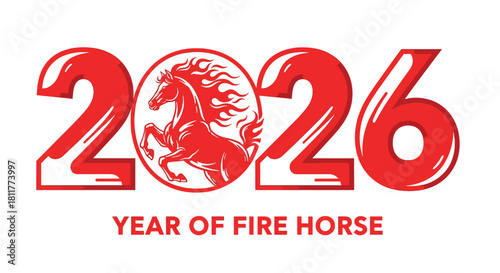 Red 2026 Year of the Fire Horse Chinese Zodiac Design 1.