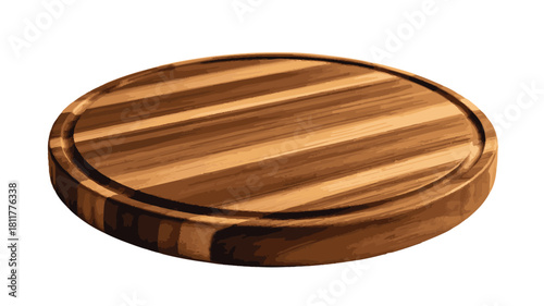 Round Wooden Cutting Board with Grooved Edge on White Background wooden board chopping board