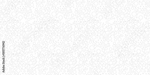 Bubble white circles shapes, scattered pattern, monochrome graphic, simple backdrop, ideal for minimalistic designs and adding textures, 178 characters