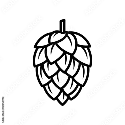Simple hand drawn icon of a single hop cone essential for brewing and craft beer design