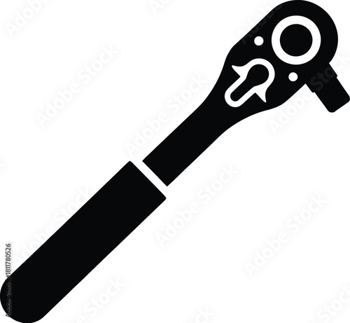 Ratchet wrench black silhouette isolated on white background