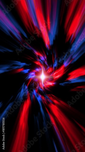 A mesmerizing vortex spiral, a plasma tunnel radiating energy with a glowing bright center, evoking associations with science fiction.
