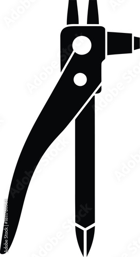 Riveter tool black silhouette for construction and manufacturing