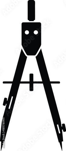 Black and white compass drawing tool illustration
