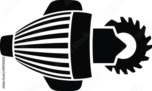 Differential gear assembly black and white technical illustration