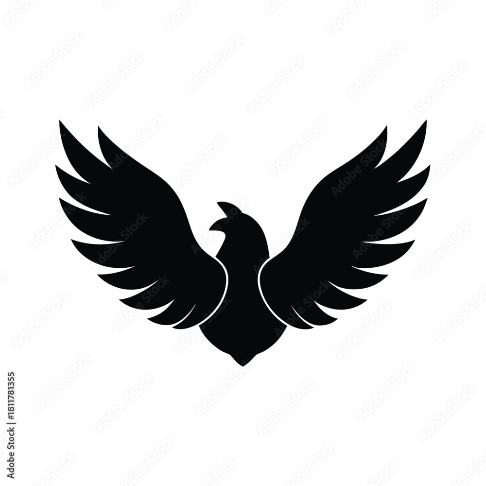 Obraz premium Bird with Spread Wings Vector Icon