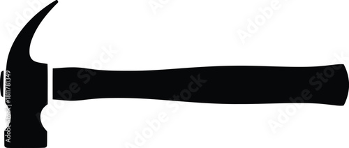 Black and white hammer silhouette on a white background