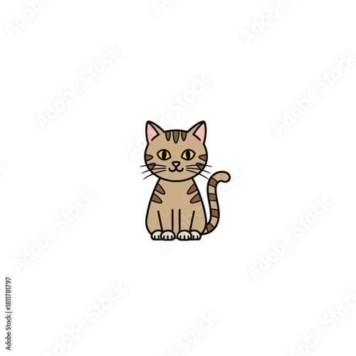Cute Cartoon Tabby Cat Sitting