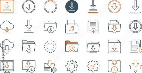 Download icon set hand drawn style for websites and applications
