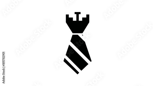 Minimalist Black Tie Icon with Crown Knot Symbolizing Professionalism, Leadership, and Business Success