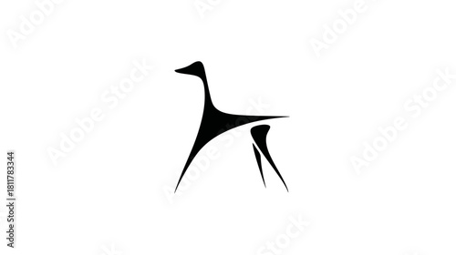 Modern abstract black silhouette of a graceful, stylized animal. Elegant minimalist vector design on a clean white background.