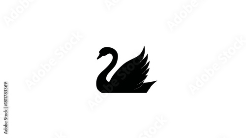 Elegant Black Swan Silhouette Vector Icon Isolated on White Background. Graceful Aquatic Bird Symbol for Modern Design and Branding.