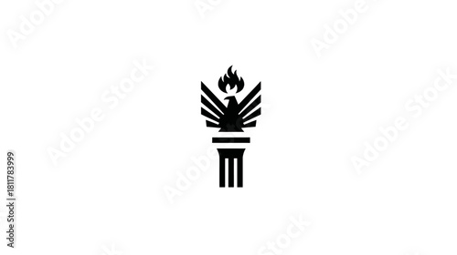 Stylized eagle or phoenix with fiery crest perched on a classical column, a powerful symbol of strength, freedom, and rebirth.